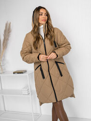 Wärmejacke Steppjacke Winterjacke Unifarben Winter Lang Casual Damen BOLF Kapuze