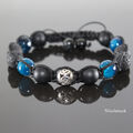 Herren Black Blue Hip Hop Shamballa Armband  Onyx Perlen für Männer verstellbar