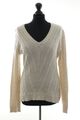 Peter Hahn Damen Pullover Pulli 42 beige ecru V-Ausschnitt Zopfmuster Kaschmir