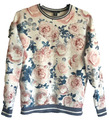 Ausgefallenes Sweatshirt Pullover mit Blumenmuster Rundhals Langarm PE-Mischu...