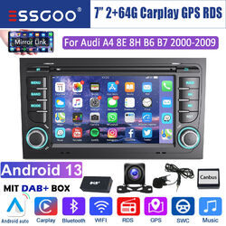 DAB+ 64G Für Audi A4 S4 RS4 B6 B7 B8 SEAT EXEO Android Autoradio GPS Carplay Kam