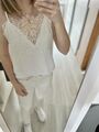 H&M Spitzen Lace Top Bluse weiß creme Gr. 38