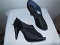 Plateau Pumps Peep Toe High Heels schwarz Satin Gr. 39 /6 wie NEU