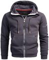 A. Salvarini Herren Pullover Langarm Sweatjacke Kapuze Hoodie O293 Anthrazit NEU