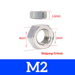 Sechskantmuttern DIN 934 Edelstahl rostfrei A2 V2A VA Muttern von M 1,6 bis M 24