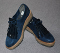 TAMARIS blaue Sneaker Gr. 38 Halbschuhe Slipper Mokassin Velourleder neuwertig