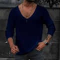 Herren-Pullover Mit V-Ausschnitt Langarm-Pullover Warm Lässig Gestricktes T- ┛