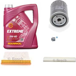 BOSCH Inspektionspaket MANNOL 5L 5W-40 Extreme für VW Sharan 7M8 7M9 7M6