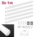 5*1M Aluprofil Aluminium Profile Alu Schiene Leiste LED-Streifen Leucht Eloxiert