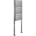 3er Premium Standbriefkasten V2A Edelstahl Anlage freistehend Postkasten 1x3 S