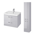 Badezimmermöbel Set Grau Waschtischunterschrank 60cm & Hochhängeschrank 150cm