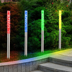 4x RGB LED Solar Außen Lampen Hof Steck Strahler Garten Rasen Erdspieß Leuchten