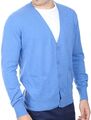 Balldiri Premium Kaschmir Herren Strickjacke mit V-Ausschnitt 2-fädig Blau L