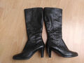 TOP: högl Stiefel hoch Echtleder 6 ½ Absatzstiefel schwarz Boots Retro Look 6,5