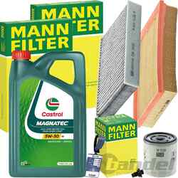 MANN INSPEKTIONSPAKET+CASTROL 5W-30 ÖL passend für FORD FOCUS C-MAX 1.6-2.0+Ti