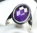 Amethyst Ring 925 Silber Gr. 18,4 (58) großer, facettierter Edelstein UNIKAT NEU