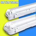 LED Feuchtraumleuchte Wannenleuchte IP65 60/120/150cm Bürolampe T8 Röhrenlampe