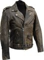 LEDERJACKE ROCKABILLY CHOPPER BIKER LEDER JACKE ROCKER in ANTIKLEDEROPTIK -braun