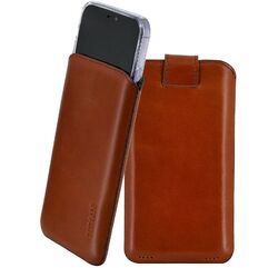 Suncase Hülle Handy Tasche Echt Leder Mocca + Silikon Case für iPhone 12 Pro Max