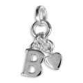 Buchstaben Anhänger + Herz Charm - Echtschmuck 925 Silber - auf Wunsch mit Kette