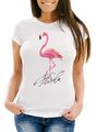 Cooles Damen T-Shirt Flamingo Seepferdchen Watercolor Slim Fit Neverless®