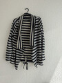 Cardigan Jacke Gr. L Grau Schwarz Gestreift S.Oliver Strickjacke Asymmetrisch 