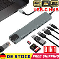 USB-C Hub 8 IN 1 Adapter 4K HDMI USB 3.0 LAN RJ45 Ethernet Micro SD Kartenleser