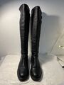 Tommy Hilfiger Jeans Leder Stiefel Overknee Boots schwarz Gr. 41