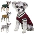 Hunde- und Katzenpullover, College-Stil, V-Ausschnitt, Welpen-Strickkleidung