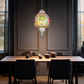 Hängelampe Pendelleuchte Esstischlampe Kristall Küchenlampe silber bunt H 120 cm