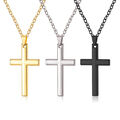 Halskette Kreuz Anhänger Silber Schwarz Gold Jesus Damen Herren