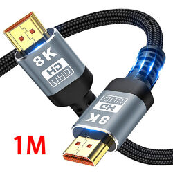 Premium 8K 4K HDMI Cable 2.1 Ultra HD High Speed Cord 1M 1.5M 2M 3D HDR HDTV