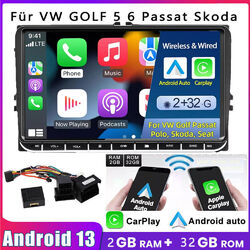 9" Autoradio Carplay GPS Navi 2+32G Android 13 Für VW GOLF 5 6 Passat Touran