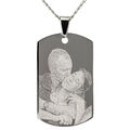 Edelstahlanhänger Fotogravur ID-Tag Dog-Tag Kette Geschenkkarton Strass