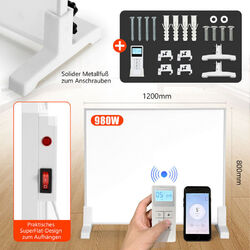 Infrarotheizung für 15-20m2 Weiß Wand Heizgerät Thermostat 980/1200 Watt