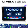 6GB+128G Android 13 Carplay Autoradio GPS Navi WIFI SWC Für Audi A3 S3 RS3 8V 8P