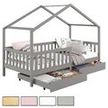 Hausbett Montessori Bett Kinderbett Tipibett  90 x 200 Kiefer Schubladen