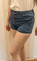 blaue High-waist Jeans Shorts, stretch, Gr.42 mit Knöpfen