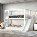 Etagenbett 90x200cm Kinderbett mit Rutsche Hausbett Jugendbett Weiß Kiefer DE...