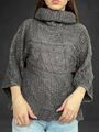 Clesley – Strickpullover mit Rollkragen, Grau, Zopfmuster, Oversized, M