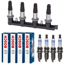4x BERU Zündspule + 4x BOSCH Zündkerze Laser Platinum für Peugeot 206 CC 2D 2.0