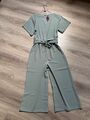 Lascana ⅞ Overall Culotte Jumpsuit mit Gummibund & Gürtel Jade Gr. 36