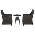 3-tlg. Garten-Bistro-Set mit Auflagen Poly Rattan Schwarz