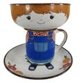 Kinder Geschirr Set Vintage Stapelbar Junge Figur Teller, Tasse & Schüssel