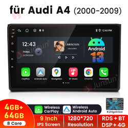 Android13 Autoradio GPS NAVI 4G Carplay 4+64GB WIFI DAB+Für Audi A4 S4 RS4 B6 B7