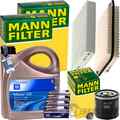 MANN INSPEKTIONSPAKET+5L ORIGINAL 5W-30 ÖL passend für OPEL AGILA B 1.2 86+94 PS