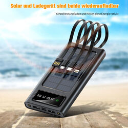 Solar Power Bank 10000 mAh Tragbar Externer Batterie Ladegerät Für Handy DHL