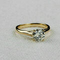 2 kt Rund Solitär Ring Diamant Verlobungsring Gelbgold Finish Silber Damen gr 54