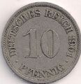 Deutschland 10 Pfennig, 1901 Prägezeichen "A" - Berlin