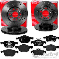 brembo GELOCHTE BREMSSCHEIBEN + BELÄGE VORNE + HINTEN passend für MAZDA 3 BL BKVA 278x25mm // HA 265x11mm // Baujahr 2003 - 2013